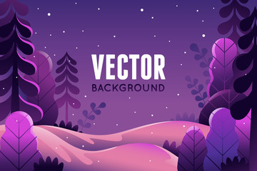 Vector illustration in trendy flat  style - background with copy space for text - winter landscape