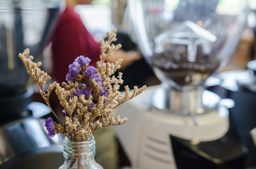 Dried flowers in a cafe