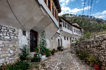 Small streets Berat city of 1000 windows, Albania