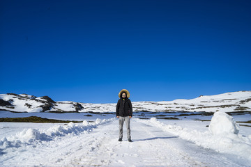 skier in the mountains