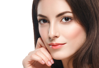 Healthy skin woman beauty natural makeup cosmetic concept isolated on white