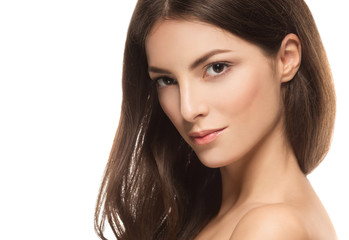 Healthy skin woman beauty natural makeup cosmetic concept isolated on white