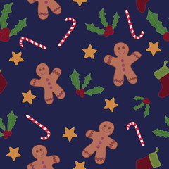 christmas seamless pattern with navy background