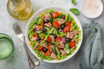 Foto op Plexiglas tuna salad in white bowl © anna_shepulova