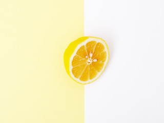 Pop art. Minimalist art. Fashion Glamorous Citrus mood. Minimal Stillife. Fresh lemon