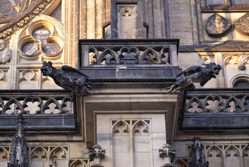 detail of facade of cathedral in prague