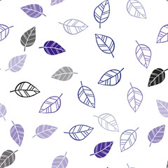 Dark BLUE vector seamless doodle template with leaves.