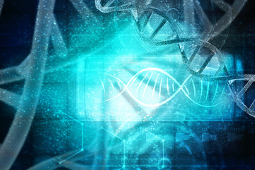 3d render of dna structure, abstract background