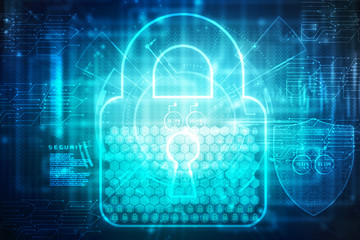 2d illustration Safety concept: Closed Padlock on digital background