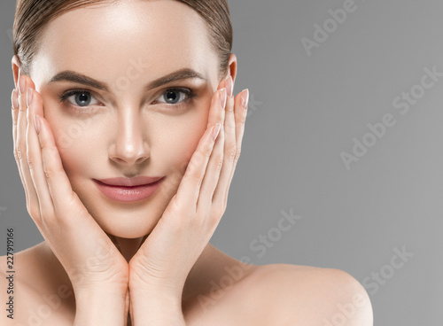Healthy Skin Face Brunette Woman Closeup Face Beautiful Eyes