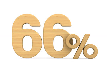 sixty six percent on white background. Isolated 3D illustration