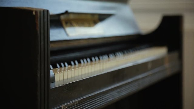 Piano keyboard background with selective focus.