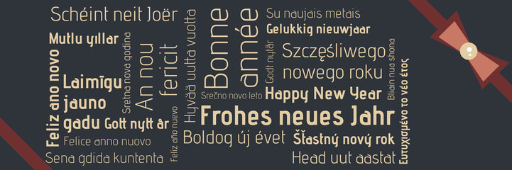 2019 Neujahrsgr&uuml;&szlig;e Banner mit Schleife