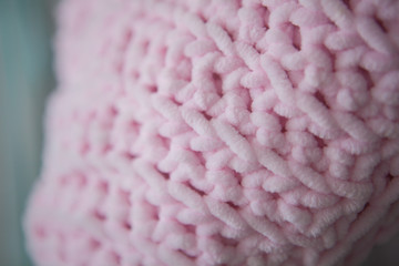 Knitted pink item close up