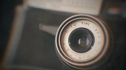 Closeup of old retro film camera.