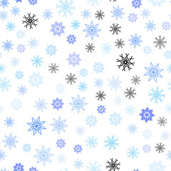 Light Pink, Blue vector seamless template with ice snowflakes.