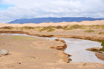  Grasslands and dunes on Gobi Desert, Mongolia