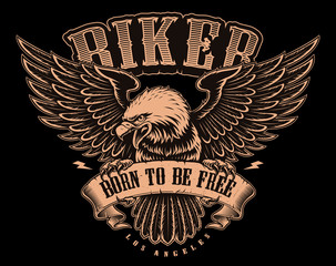 Black and white illustration of American Eagle