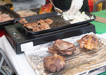 Grilled food on the grill, Seoul street food, Korea.
