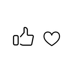 Thumbs up and hearts on a white background