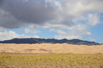  Grasslands and dunes on Gobi Desert, Mongolia