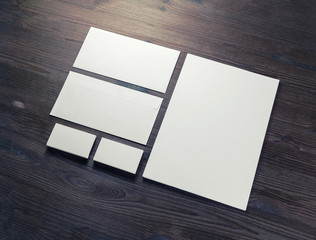 Photo of blank corporate identity. Stationery set. Branding mockup. Letterhead, business cards,...