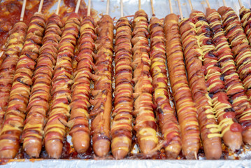 Food baked with sticks, Seoul street food, Korea.