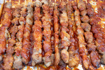 Food baked with sticks, Seoul street food, Korea.