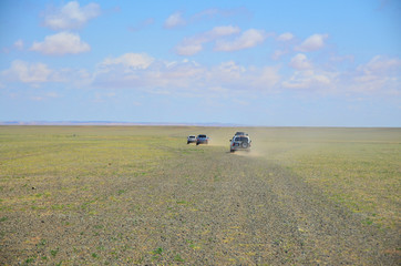 Roadless track on grasslands and dunes on Gobi Desert, Mongolia © robnaw