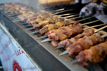 Food baked with sticks, Seoul street food, Korea.