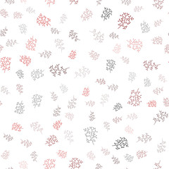 Dark Red vector seamless doodle layout with leaves, branches.