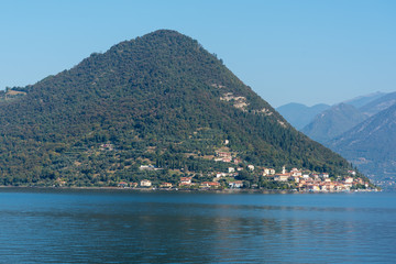 Fototapeta na wymiar Iseo lake and surroundings in nice autumn day, Lombardy, Italy.