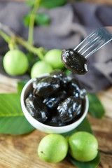 Jam from the fruit of a walnut.
