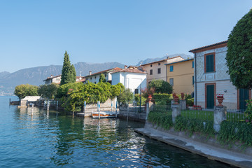 Fototapeta na wymiar Iseo lake and surroundings in nice autumn day, Lombardy, Italy.