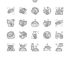 Hot tacos Well-crafted Pixel Perfect Vector Thin Line Icons 30 2x Grid for Web Graphics and Apps. Simple Minimal Pictogram