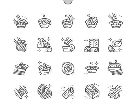 Asian food Well-crafted Pixel Perfect Vector Thin Line Icons 30 2x Grid for Web Graphics and Apps. Simple Minimal Pictogram