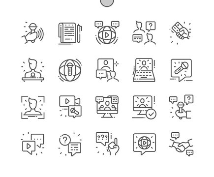 Interview Well-crafted Pixel Perfect Vector Thin Line Icons 30 2x Grid for Web Graphics and Apps. Simple Minimal Pictogram