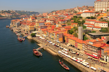Fototapeta na wymiar Amazing view for old town Porto from Dom Luis bridge on the Douro River.Portugal.
