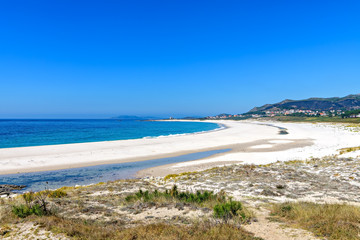 White sandy beach in Muros, Galicia, Spain.