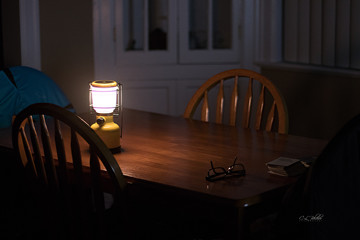 Lantern on table