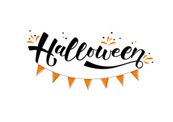 Halloween-hand drawn lettering. Holliday calligraphy for banner, poster, greeting card, party invitation. Vector illustration EPS 10. 
