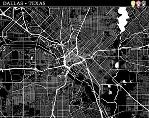 Simple map of Dallas, Texas