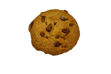 Chocolate chip cookie isolated on white background