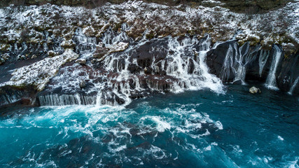 Aerial View of Waterfalls in Iceland