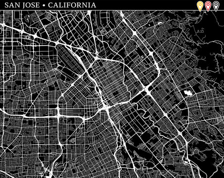 Simple map of San Jose, California