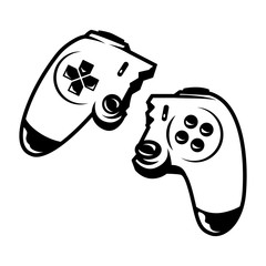 Vintage monochrome broken wireless joystick © DGIM studio