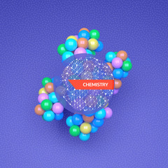 3d molecule structure. Futuristic technology style. 3d vector illustration for science, technology, marketing, presentation. Connection structure.