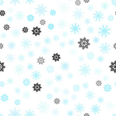 Light Blue, Green vector seamless background with xmas snowflakes.