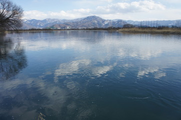 穏やかな川の水面
