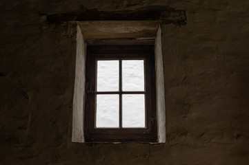 Fototapeta na wymiar The window of an old farmhouse, inside